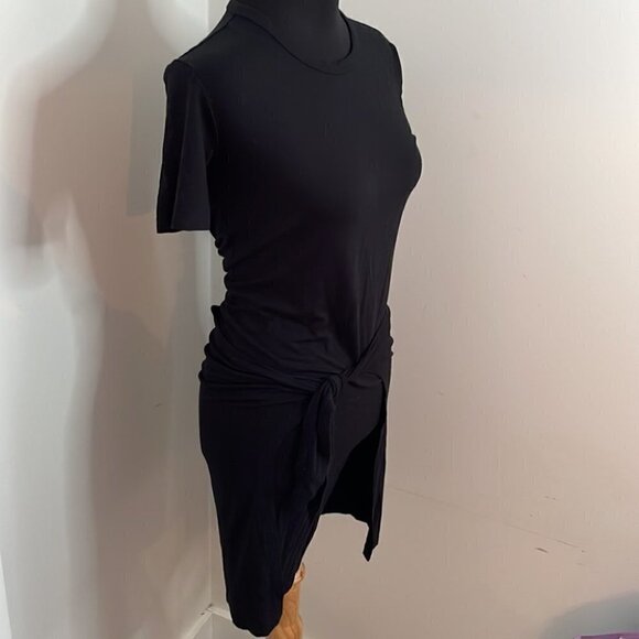 ARITZIA Wilfred Free Womens Bair Tie Wrap Dress Black Short Sleeve Crew sz xxs - Picture 4 of 8